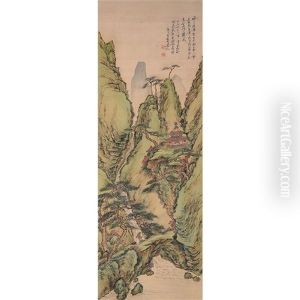 Landscape Hanging Scroll by Chokunyu Tanomura