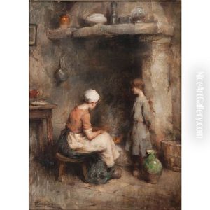By The Hearth by Henri Adriene Tanoux