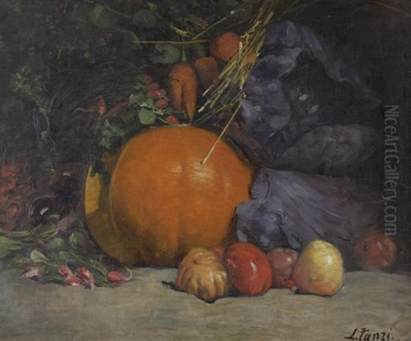 Fruchtestilleben Mit Kurbis. Kurbis, Ruben, Roter Kohl Und Obst - view 1