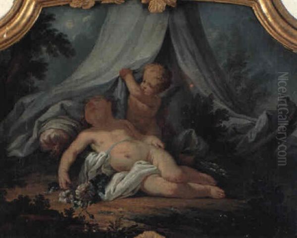 D+rstykke Med To Putti Under En Baldakin - view 1