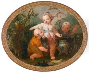 Zwei Chinoiserien Mit Spielenden Kindern (pair)