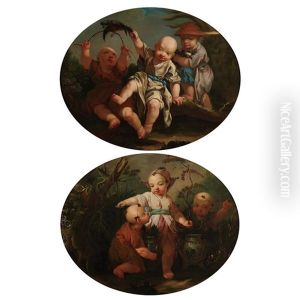 Chinoiserie Scenes Of Children At Play (2 Works) by Hugues Taraval