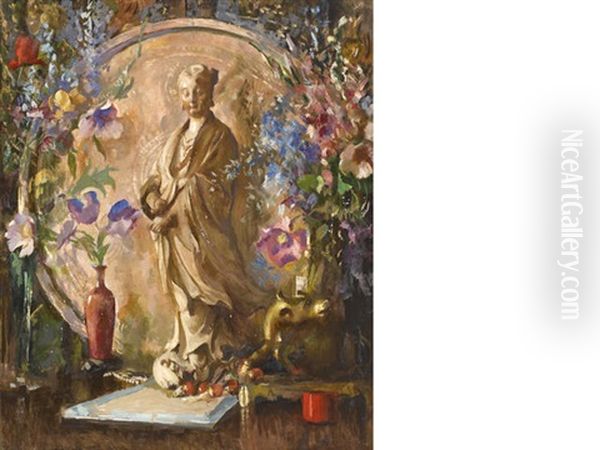 Still Life With Flowers And Oriental Statue - view 1