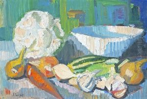Vegetables Still Life With Porcelain Dish by Nikolai Aleksandrovich Tarkhov