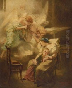 Les Anges Gardiens by Nicolas Francois Octave Tassaert