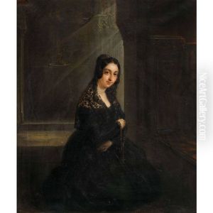 Kniende Dame Mit Rosenkranz by Nicolas Francois Octave Tassaert