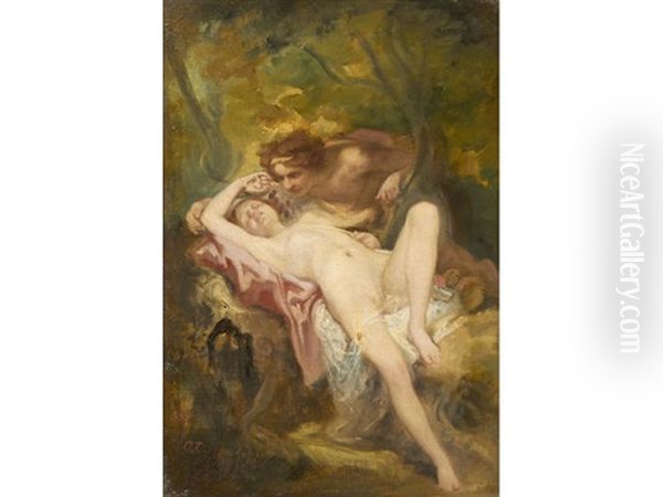 A Nymph And A Satyr In The Woods - view 1