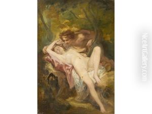 A Nymph And A Satyr In The Woods by Nicolas Francois Octave Tassaert