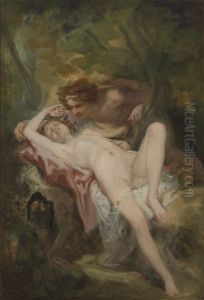A Nymph And A Satyr In The Woods by Nicolas Francois Octave Tassaert