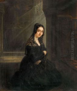 Kniende Dame Mit Rosenkranz by Nicolas Francois Octave Tassaert