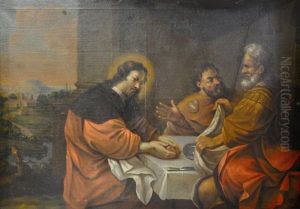 Le Christ Et Les Pelerins D'emmaus by Jean Tassel