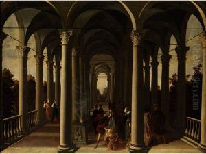 Architekturansicht Mit Opferszene Und Bestrafung by Agostino Tassi