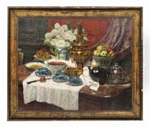 A Samovar With Fruit And Flowers