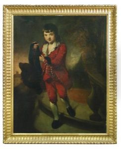 Portrait Of George Woodhouse In Red, Holding Molly, His Setter, With A Sash