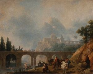 Voyageurs Faisant L"aumone A Un Ermite