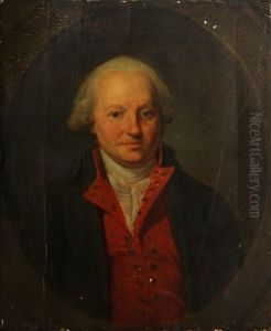 A Portrait Of A Gentleman, Quarter-length, Wearing A Red Waistcoat