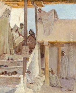 Arabes Dans La Cour De La Mosquee Pendant Le Careme by Jules-Charles-Clement Taupin