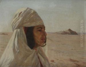 Profil D'algerienne Dans Un Paysage by Jules-Charles-Clement Taupin