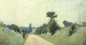 Promeneuse Sur Un Chemin De Campagne by Henri Taurel
