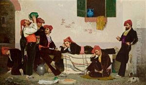 Spanische Tanzer Bei Der Ruhepause by Henri Taurel