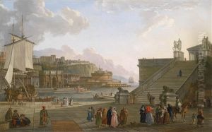 Ein Mediterraner Hafen Mit Einem Architekturcapriccio Aus Motiven Der Romischen Antike