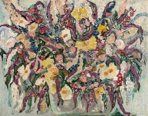 Gartenblumen In Weiser Schale by Helene von Taussig