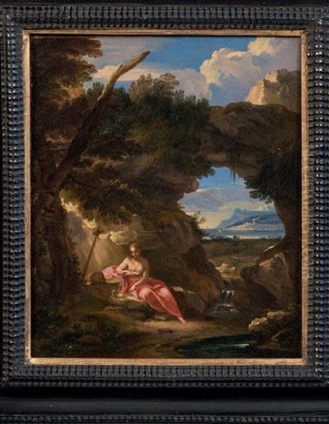 Madeleine En Contemplation Dans Un Paysage Rocheux - view 1