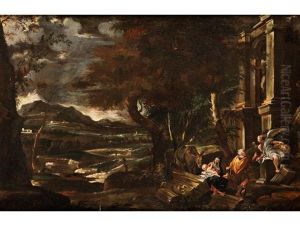 Landschaft Mit Der Ruhe Auf Der Flucht Nach Agypten by Carlo Antonio Tavella, Il Solfarola