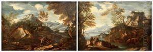 Paysage Avec Tobie Et L'ange Paysage Avec La Tentation Du Christ (pair)
