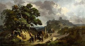 Travellers In A Landscape by Dirk Arnoldus Tavenraat