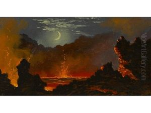 Volcanic Crater Beneath A Crescent Moon Volcanic Crater Beneath A Crescent Moon
