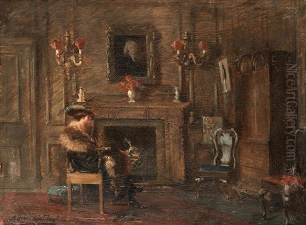 Lady Seated By The Fire - view 1
