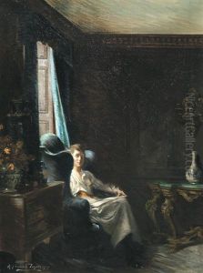 Portrait Of A Woman In A Drawing Room Portrait Of A Woman In A Drawing Room