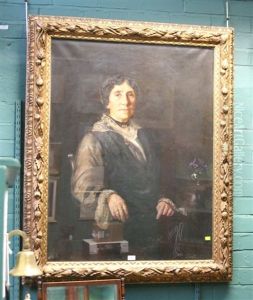 A Three-quarter Length Portrait Of A Lady, Seated, Wearing A Lace-trimmed Gown