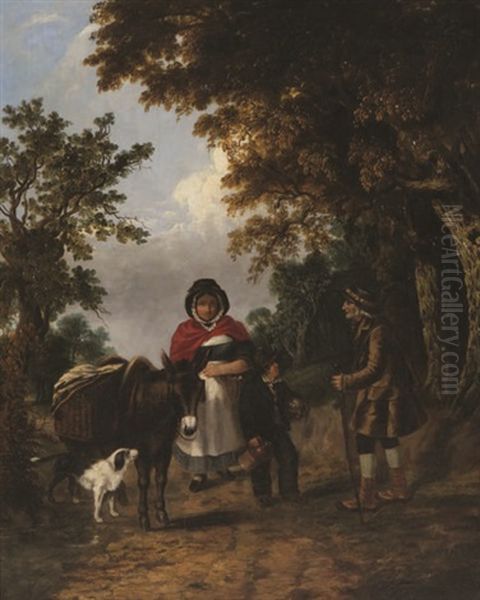Paysanne Et Enfant Rencontrant Un Promeneur - view 1