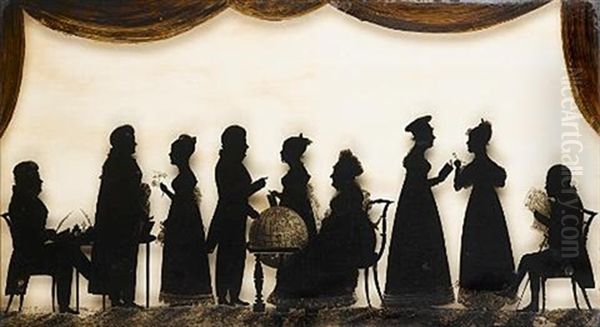 A Silhouette Conversation Piece Of Nine Full-length Figures - view 1