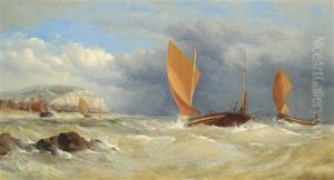 Hastings - Trawlers Running Ashore Under The East Cliff by Charles Taylor Jr.