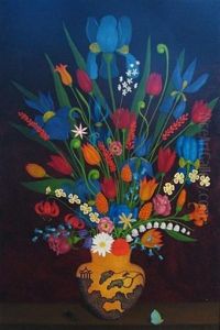 Still Life Of Flowers And Insects by Charles Jay Taylor