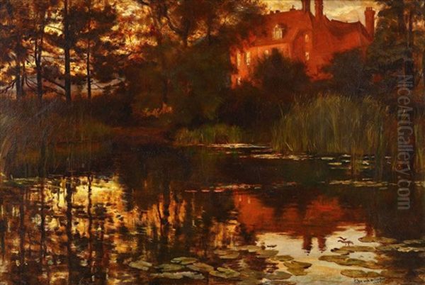 Country House On A Lake At Sunset - view 1