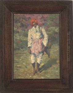 Portrait Of An Indian In A Red Turban, Carrying A Mat Portrait Of An Indian In A Red Turban, Carrying A Mat