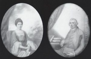 Portrait Of A Lady With Bandeau In Her Upswept Hair, Wearing Coat Dress, Holding An Open Book In Her Left Hand by John (Old Taylor) Taylor