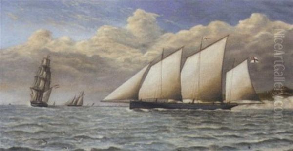 The Royal Yacht Squadron On Racing Lugger "new Moon" In The Channel Off Dover - view 1