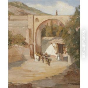 Donkeys At The Gate by Mary Smith Perkins Taylor