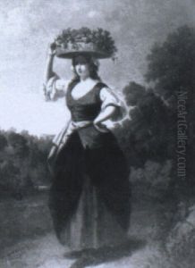 A Peasant Girl Carrying A Basket Of Fruit On Her Head by Louis Joseph Taymans