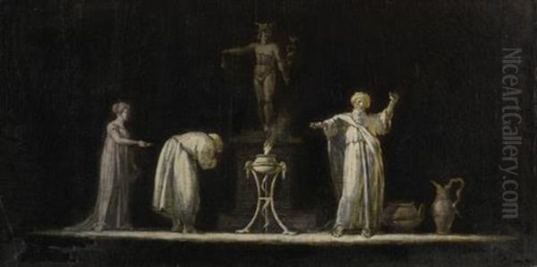 A Classical Offering Scene With Hermes In Grisaille - view 1