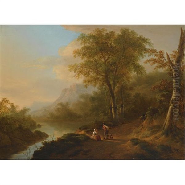 Travellers In A River Landscape - view 1
