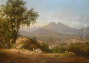 A View Of Cava Dei Tirreni Near Salerno, Italy by Abraham (Alexandre) Teerlink