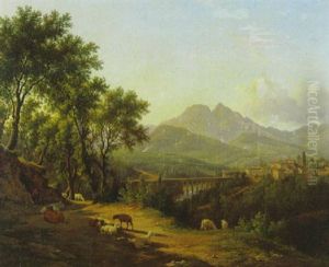 Blick Auf Cava Dei Tirreni Bei Salerno Mit Dem Viadukt Und Der Kirche S. Francesco