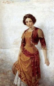 Madchen In Orientalischem Kostum Und Tamburin