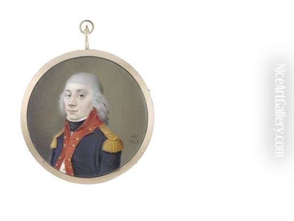 A Rare Portrait Of Charles, Comte Lefebvre-desnoettes (1773-1822), Wearing Blue Coat With Scarlet Facings And Standing Collar, Gold Epaulettes, White Waistcoat, Chemise And Black Stock - view 1